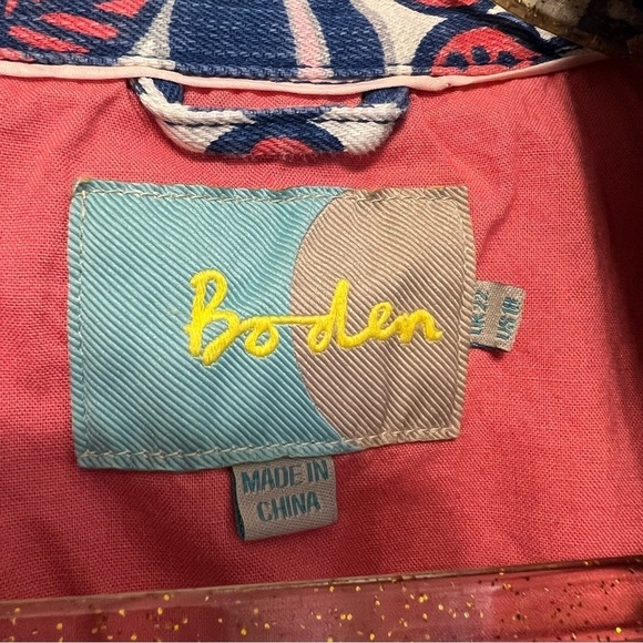 Boden Denim Jacket with Strawberries and Floral, Size 18 - Picture 3 of 11